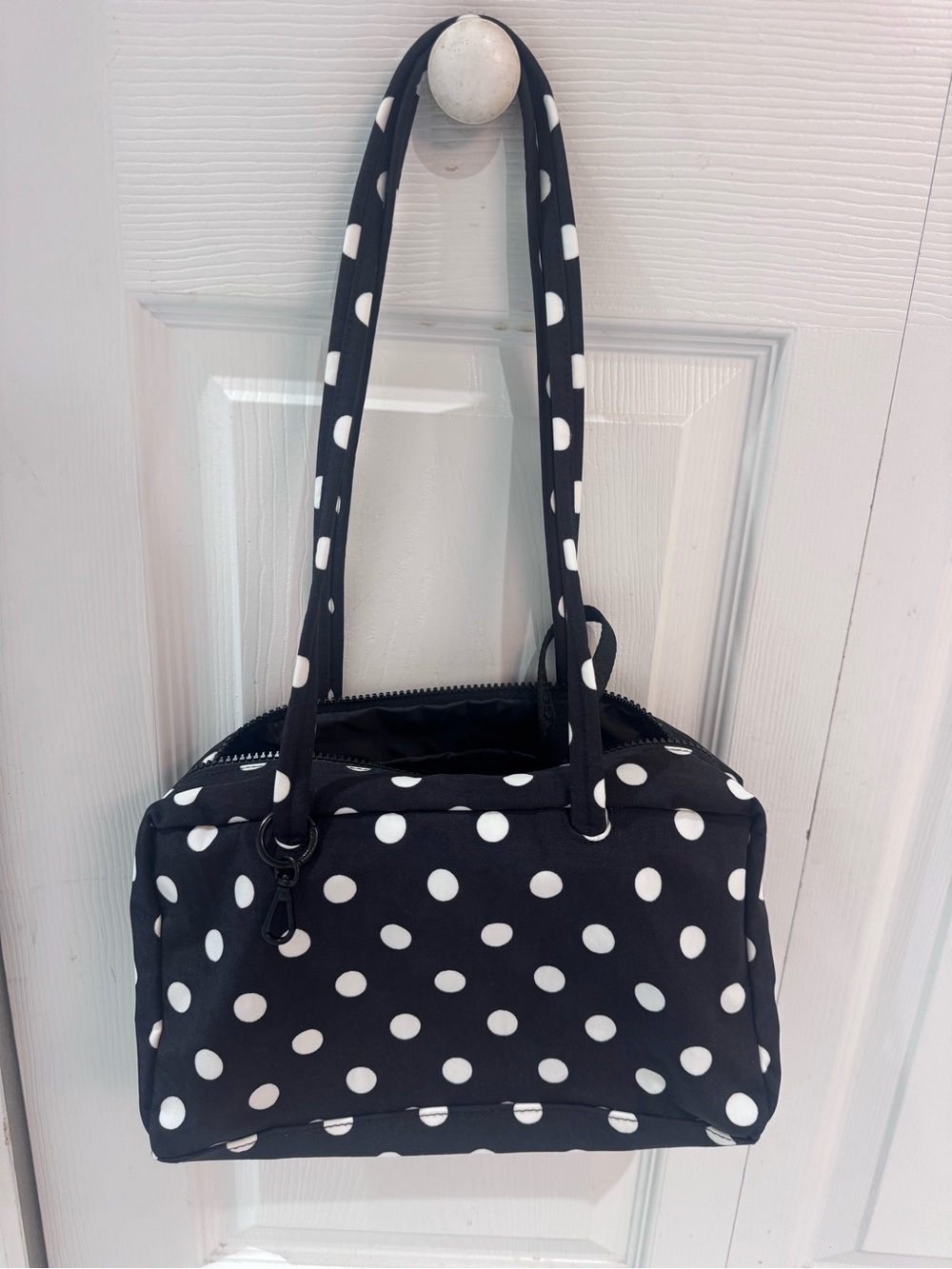 Baggu Nylon Bowler Bag Regular Black White Polka Dot